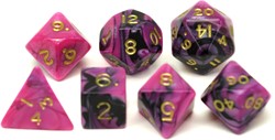 HOT Games Dobbelstenen Toxic Paars/Zwart 7 ass zak