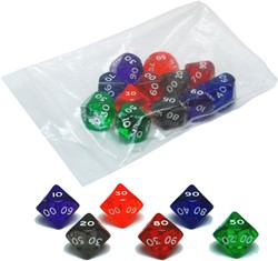 HOT Games Dobbelsteen acryl D10 00-90, 6kl.verp.12