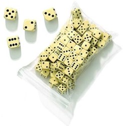 HOT Games dés 16 mm crème-blanc 100 pièces plastique