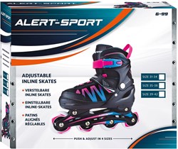 Alert rollers en ligne patins rose réglables taille 35-38 enfants
