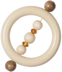 Heimess anneau de dentition ambre hochet en bois pour bébés - jouet naturel