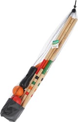 Alert croquet jeu d'extérieur bois XL 75 cm avec filet de rangement - set croquet