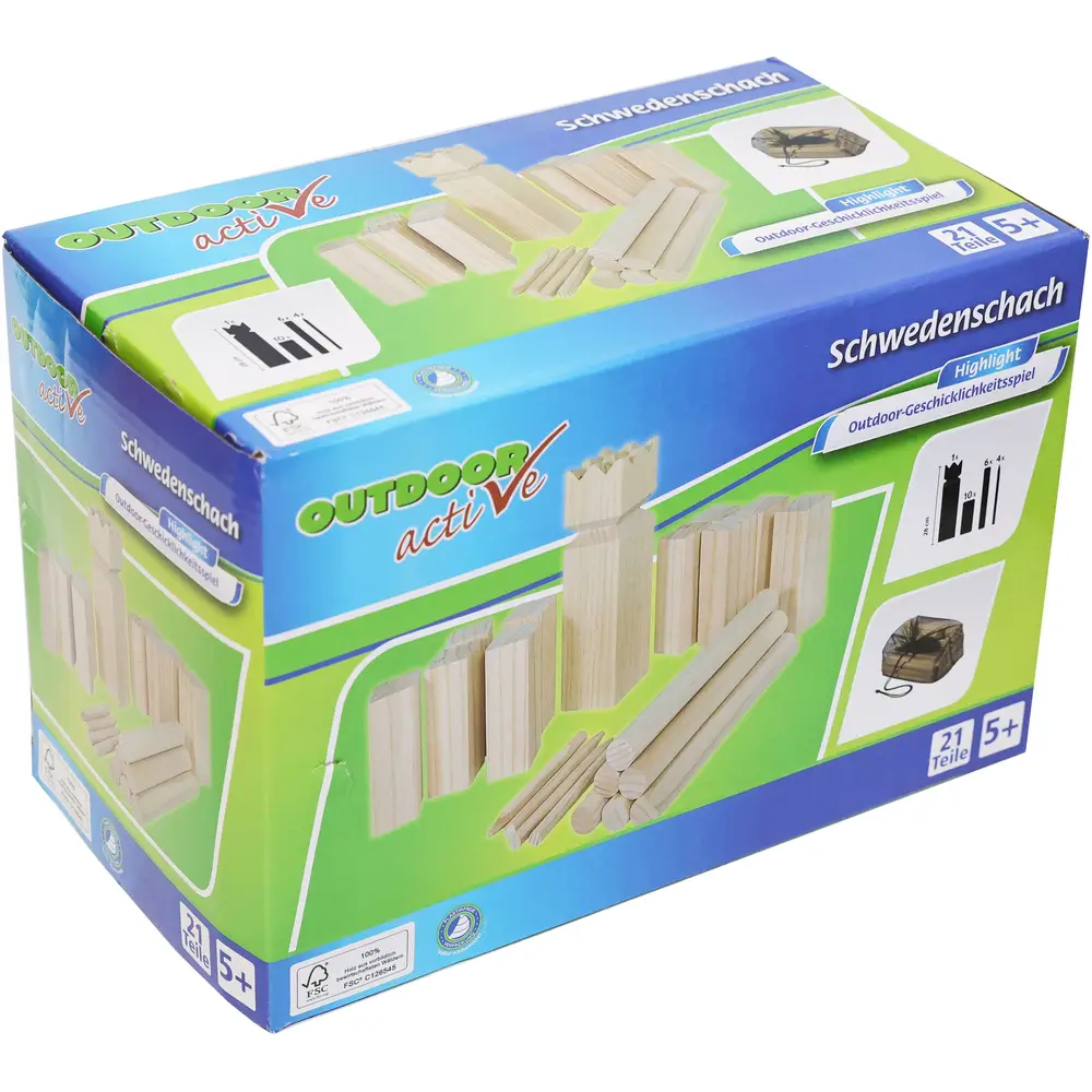 Vedes jeu de plein air Kubb 21 pièces jeu de lancer en bois pour enfants