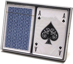 Jeu de cartes plastique - 2 jeux en boîte plastique - grandes lettres
