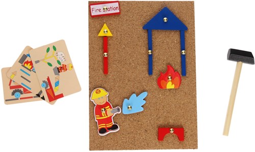 Hamertje Tik Pompier jouet en bois dans boîte de rangement jeu créatif