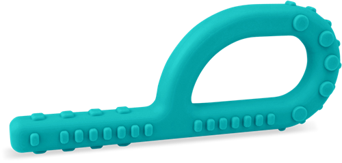 ARK Therapeutic jouet à mâcher jouet sensoriel à mâcher XT medium teal Grabber-kauwtool met 3 texturen, ook geschikt voor eettherapie en sensorische opbouw.