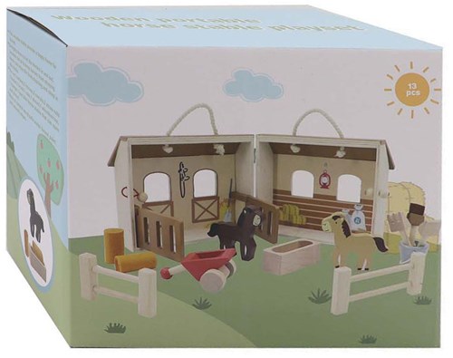 Écurie en bois set de jeu portable - écurie jouet 13 pièces