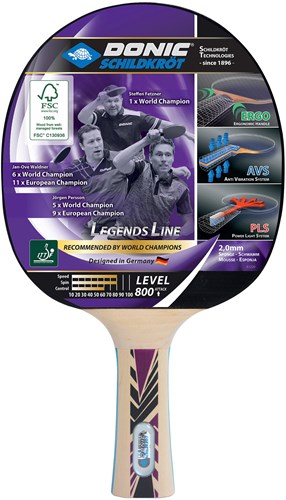 Schildkröt raquette de tennis de table Legends 800 FSC - Puissance & Spin pour joueurs loisirs