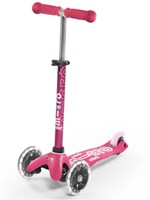Micro trottinette enfant Mini Micro Deluxe LED rose avec guidon réglable