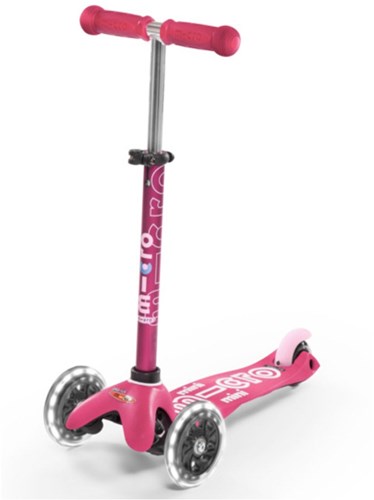 Micro trottinette enfant Mini Micro Deluxe LED rose avec guidon réglable