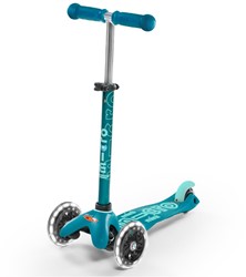 Micro trottinette enfant Mini Micro Deluxe LED aqua - guidon réglable et roues LED