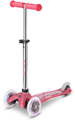 Micro trottinette enfant Deluxe rose avec roues LED - Mini Micro scooter Glitter