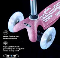 Micro trottinette enfant Deluxe rose avec roues LED - Mini Micro scooter Glitter-3