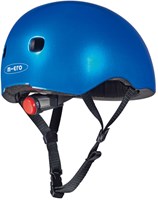Micro casque enfant vélo trottinette bleu métallique avec lumière LED S-3