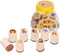 Goki set de tampons en bois animaux de la forêt - jouet créatif pour enfants-2