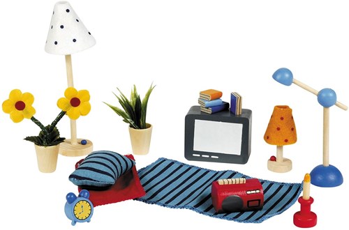 Goki accessoires en bois pour maison de poupée salon 17 pièces-2