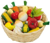 Goki panier de légumes en bois - jeu d’imitation 17 pièces