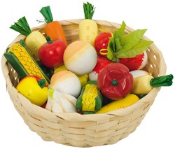 Goki panier de légumes en bois - jeu d’imitation 17 pièces