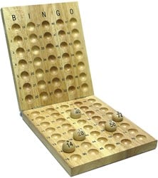Longfield Games Bingo controlebord hout 75 ballen 25 mm.