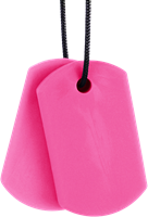 ARK Therapeutic bijou à mâcher collier sensoriel Hot Pink XT Medium jouet sensoriel Dunne, discrete kauwketting met twee hangers in dog-tag-stijl, voor kinderen en volwassenen.
