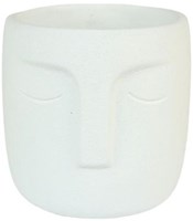 HBX natural living pot de fleurs céramique visage blanc décoration 15,5x14,8cm
