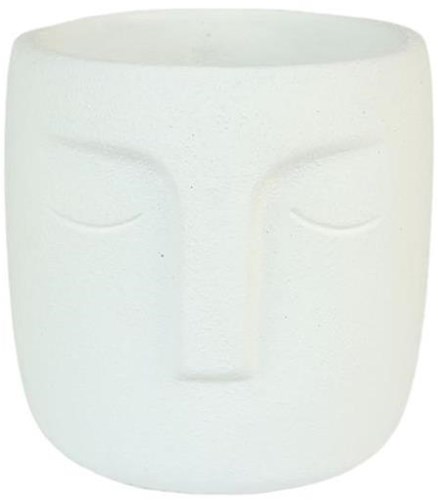HBX natural living pot de fleurs céramique visage blanc décoration 15,5x14,8cm