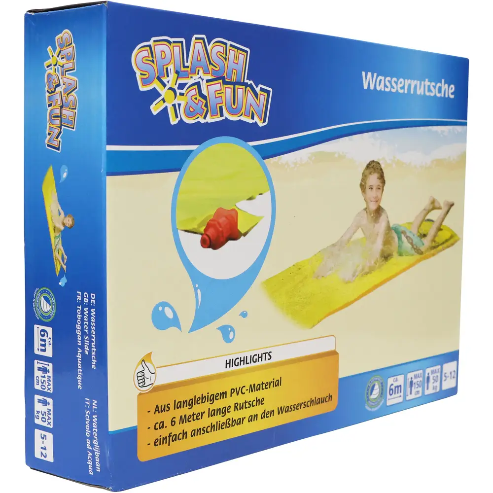 Vedes toboggan aquatique jaune 600x80cm plaisir jardin enfants