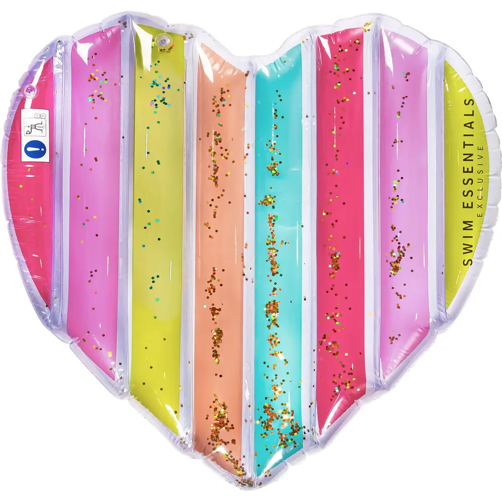 Matelas gonflable piscine Vedes Rainbow Cœur 150x100cm paillettes
