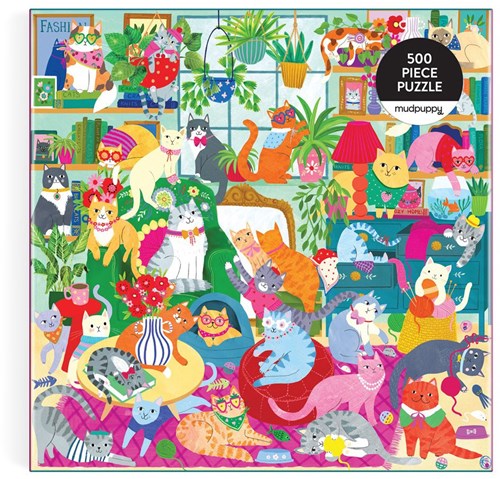 Mudpuppy puzzle chats 500 pièces - Caturday Afternoon puzzle animaux-3