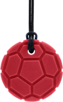 ARK Therapeutic collier à mâcher ballon de football rouge XT - pendentif à mâcher pour enfants Brede, ronde kauwketting in voetbalvorm voor stevige kauwers.