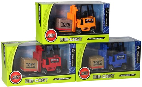Chariot élévateur jouet die-cast jaune métal et plastique