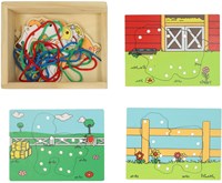 Puzzle à enfiler en bois ferme jouet éducatif set de 4 pièces-3