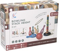 Set de jouets 3en1 tour à empiler lancer d'anneaux et bowling multicolore