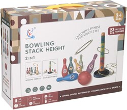 Set de jouets 3en1 tour à empiler lancer d'anneaux et bowling multicolore