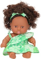 Poupée bébé poupée bouclée avec robe et bandeau 22cm jouet poupée-3