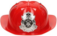 Casque de pompier jouet rouge avec emblème pour enfants-2