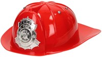 Casque de pompier jouet rouge avec emblème pour enfants-3