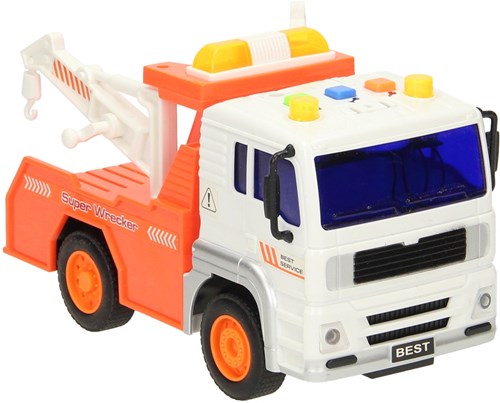 Camion de remorquage jouet dépanneuse avec lumière et son blanc orange-2