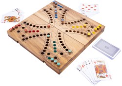 HOT Sports + Toys Jeu Keezen cassette bois 4 joueurs Acacia 26cm