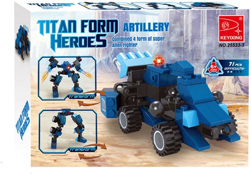 Lobbes coffret de construction robot transformable Titan bleu 71 pièces jouet