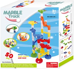 Lobbes circuit à billes jouet coloré 50 pièces construction créative