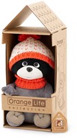 Orange Toys raton laveur en peluche avec bonnet orange - jouet câlin