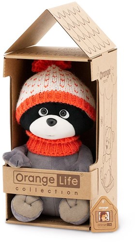 Orange Toys raton laveur en peluche avec bonnet orange - jouet câlin