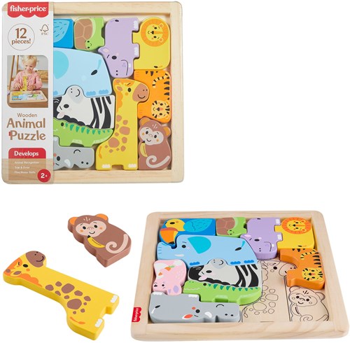 Mattel puzzle en bois animaux Fisher-Price - jouet éducatif-2