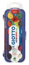 Giotto Boîte de peinture 12 pastilles 30mm avec pinceau