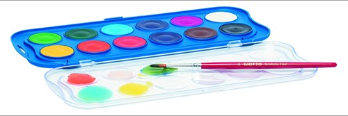 Giotto Boîte de peinture 12 pastilles 30mm avec pinceau-2