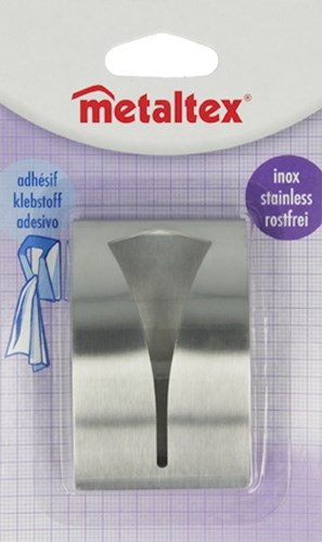 Metaltex Crochet à Serviette - Autocollant Inox - Argent - Sans perçage