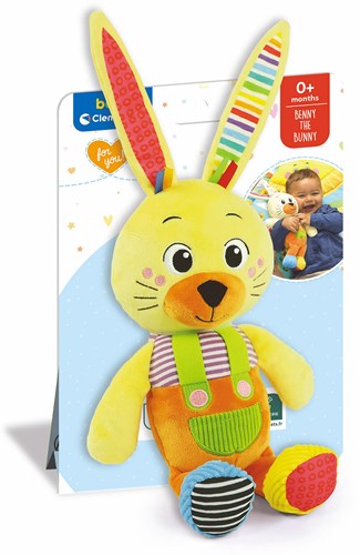Clementoni - Lapin en peluche bébé - jouet doux - Benny the Bunny - sensoriel