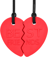 ARK Therapeutic collier à mâcher cœur d'amitié rouge - set pour enfants Set van 2 halve-hartkauwkettingen om samen met een vriend(in) te dragen.