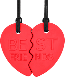 ARK Therapeutic collier à mâcher cœur d'amitié rouge - set pour enfants Set van 2 halve-hartkauwkettingen om samen met een vriend(in) te dragen.